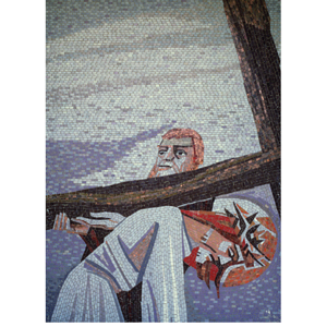 5. Station: Simon von Zyrene hilft Jesus das Kreuz tragen