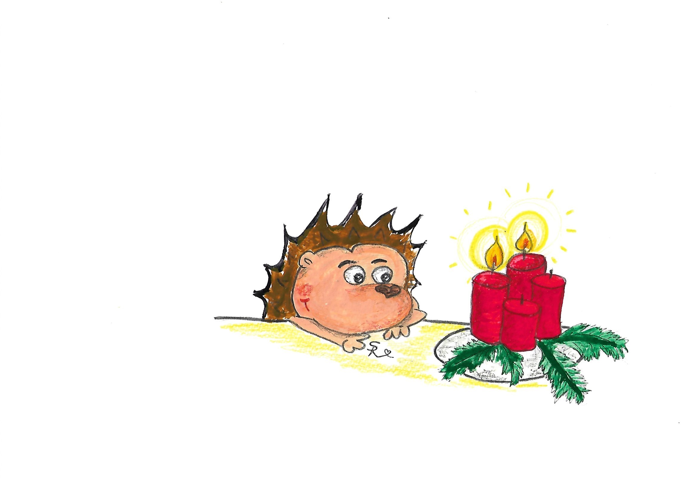 Igel und Adventkranz