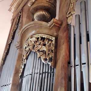 Moschendorf - Pfarrkirche St. Rosalia / Gottfried Allmer Prospektdetail.