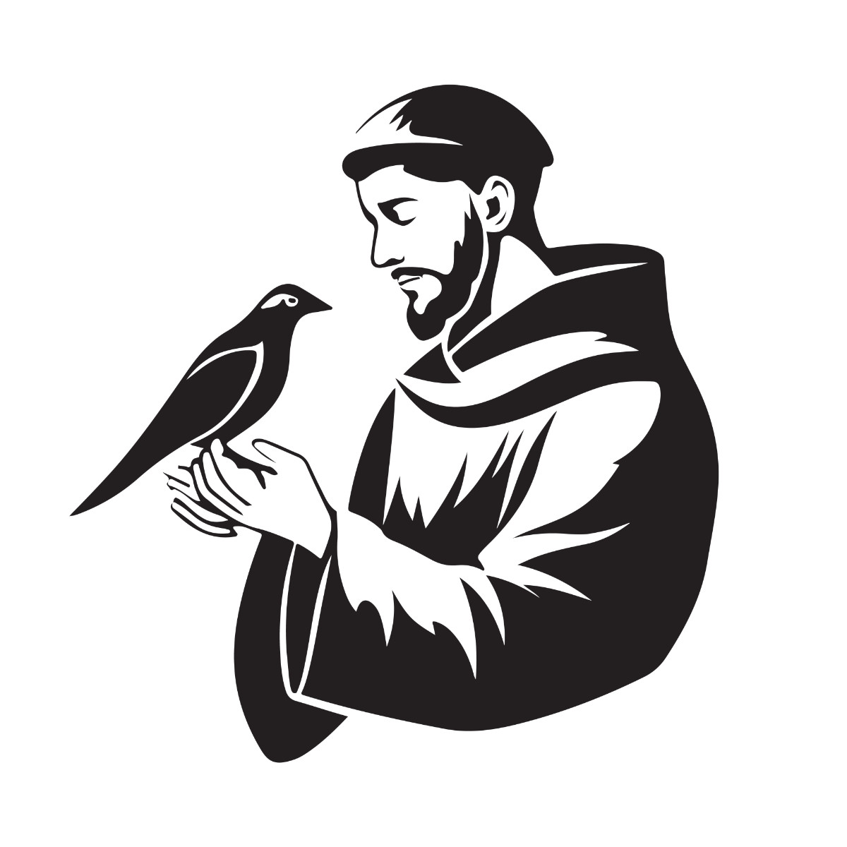 Der hl. Franziskus mit einem Vogel in der Hand.