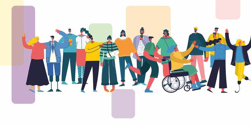 Viele diverse Menschen, die nebeneinander stehen